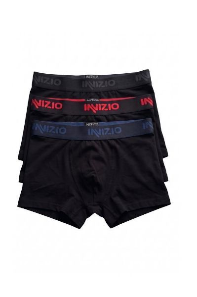 Εικόνα της 3Pack Inizio Μαύρα Βαμβακερά Ανδρικά Boxer Με Εξωτερικά Λάστιχα Ανθρακί/Μπλε/Κόκκινο.