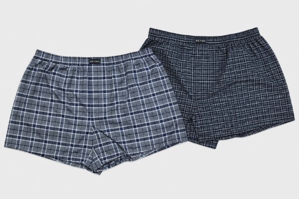 Εικόνα της 2Pack Retro Καρό Boxer Ποπλίνα Μαύρο/Γκρι Βαμβακερά.