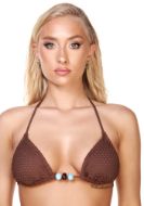 Εικόνα της Bluepoint Καφέ Πλεκτό Bikini Top Τρίγωνο Με Χάντρες.