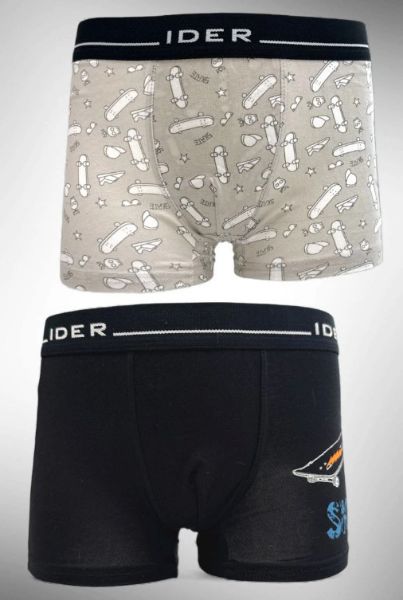 Εικόνα της 2Pack Ider Βαμβακερά Boxer Skateboard Γκρι/Μαύρο.