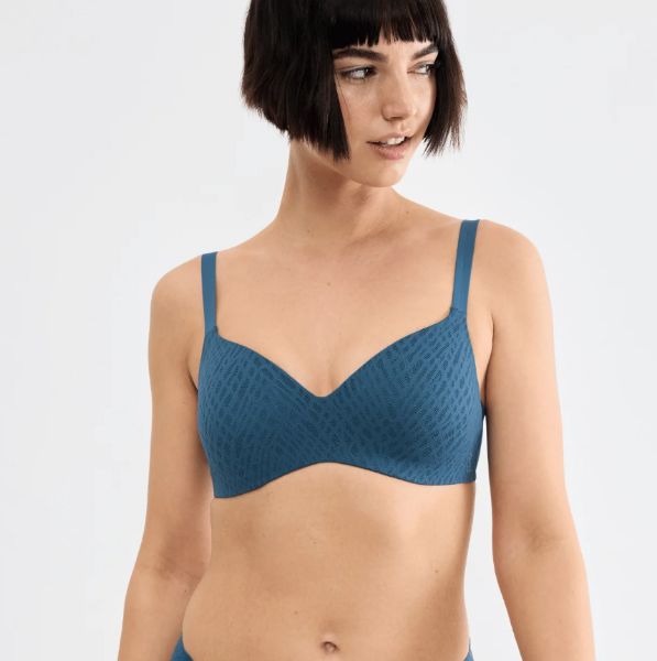 Εικόνα της Sloggi Zero Feel Bliss TshirtBra Μπλε Χωρίς Μπανέλες, Με Ελαφριά Επένδυση.