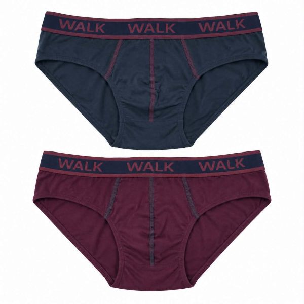 Εικόνα της 2Pack Walk Βαμβακερά Slip Μπλε Σκ./Μελιτζανί Με Εξωτερικό Λάστιχο.