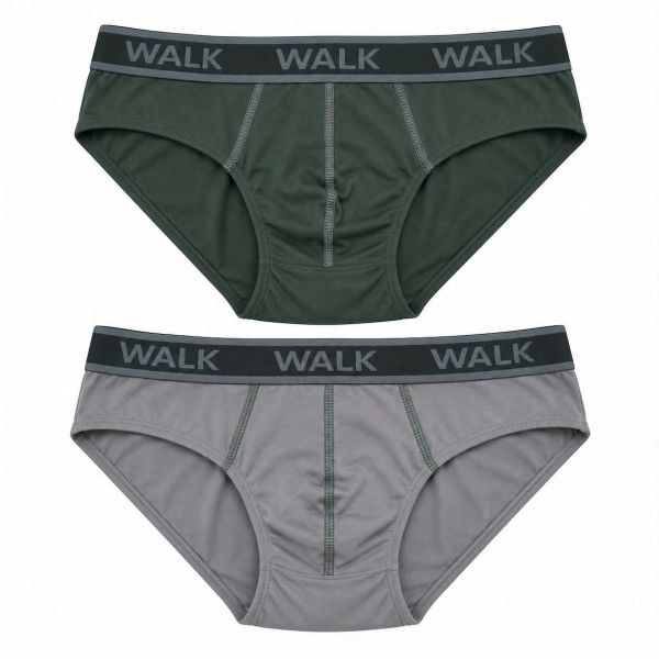 Εικόνα της 2Pack Walk Βαμβακερά Ανδρικά Slip Γκρι Μεσαίο/Χακί Σκ. Με Εξωτερικό Λάστιχα.