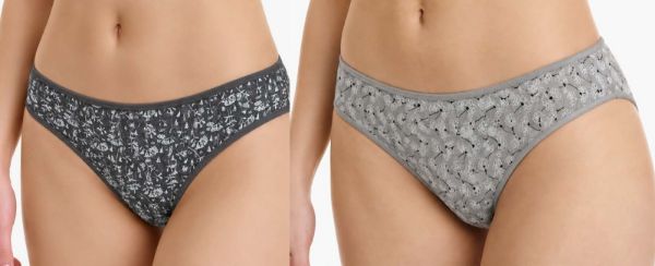 Εικόνα της 2Pack Walk Slip Bamboo Εμπριμέ Ανθρακί/Γκρι.