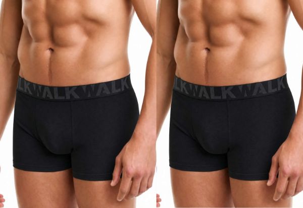 Εικόνα της 2Pack Walk Βαμβακερά Boxer Μαύρα Με Εξωτερικό Λάστιχο.