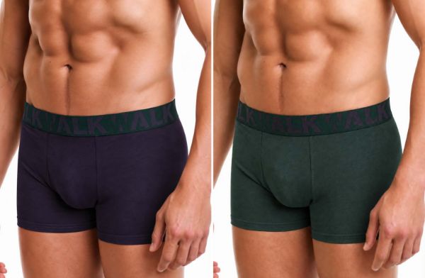 Εικόνα της 2Pack Walk Βαμβακερά Boxer Πράσινο/Μωβ Με Εξωτερικά Λάστιχα.