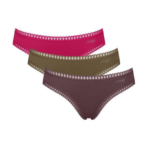 Εικόνα της 3Pack Sloggi Mini Go Crush Βαμβακερά slip Μπορντό/Καφέ/Χακί.