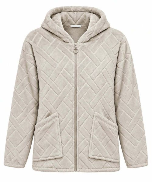 Εικόνα της Passion Εκρού (Πάγου) Fleece Κοντό Ρομπάκι Με Φερμουάρ.