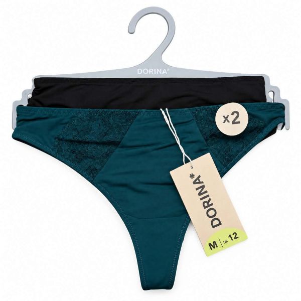 Εικόνα της 2Pack Dorina Nadia Σκούρο Πράσινο/Μαύρο String.